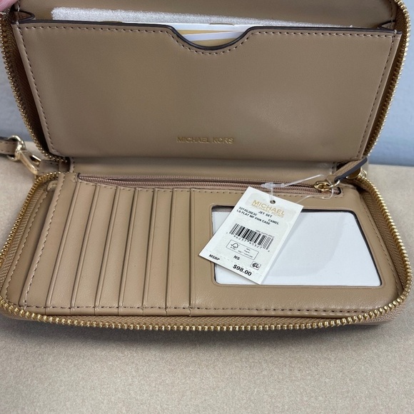 Michael Kors Nylon Jet Set Flat Multi Function Phone Case Wristlet, Camel - NWT - Picture 4 of 5